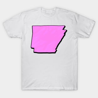 Pink Arkansas Outline T-Shirt